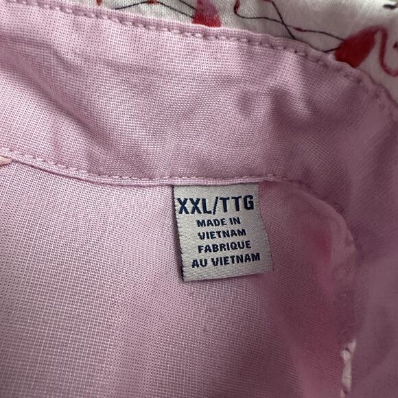 Tommy Bahama Shirt Mens 2XL White Pink Flamingo Print Short Sleeve Button Front - Picture 7 of 11